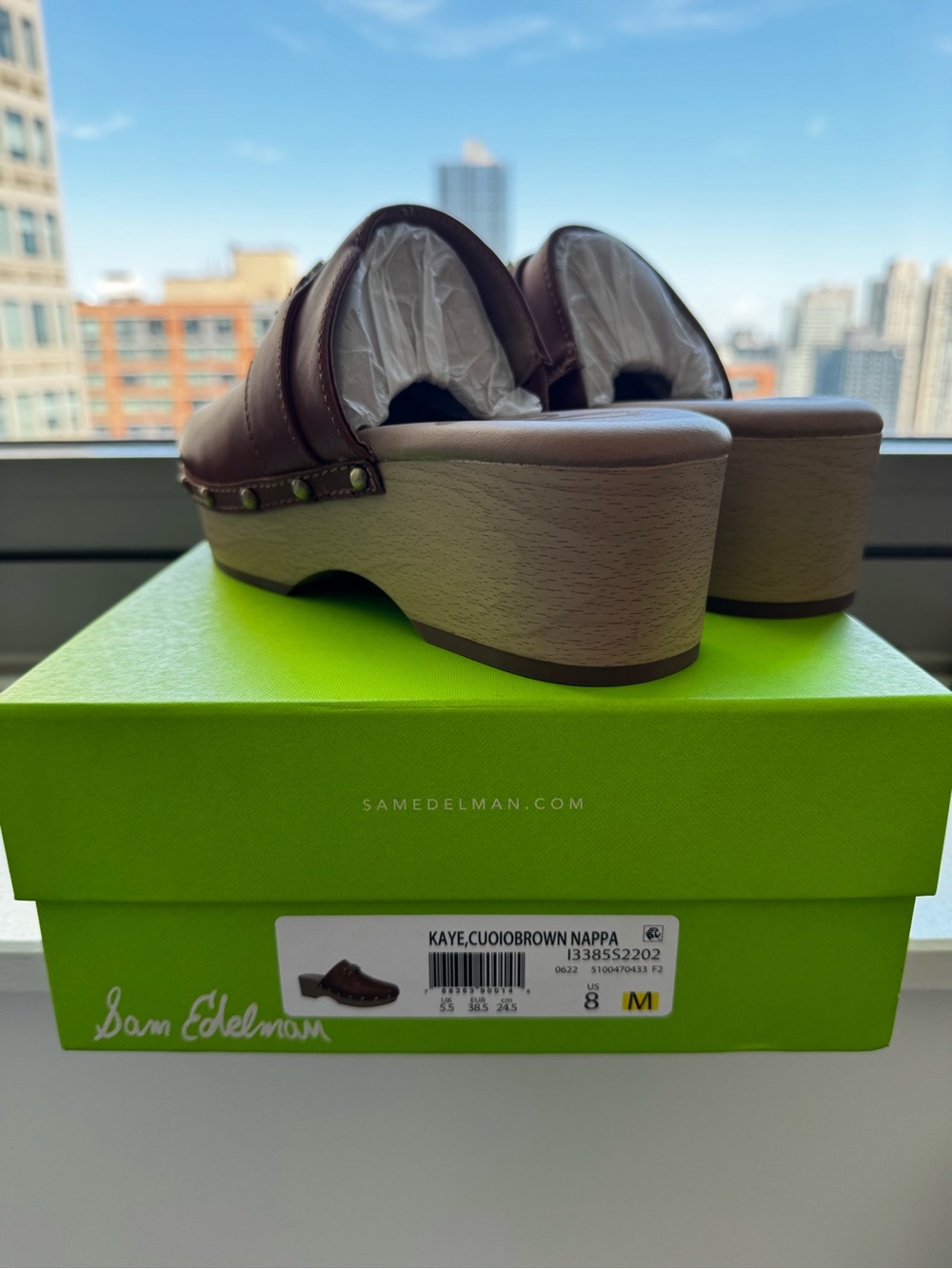 Sam Edelman Tan Leather Backless Mules with Gold Accent - Picture 2 of 4